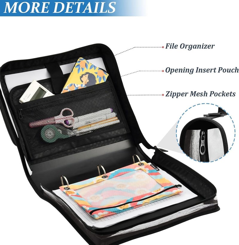 KEEPREAL Motocross Rider Zipper Binder for School with Shoulder Strap & Extra Pockets - 1.5 Inch 3-Ring Binder Holds 500+ Sheets, Textbooks, Laptop - Image 4
